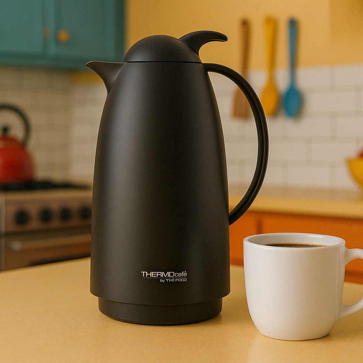 THERMOS - JARRA BOTELLA VIDRIO 1L THERMOCAFE NEGRA