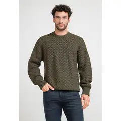 PERRY ELLIS - Sweater Hombre Cuello Polo Militar