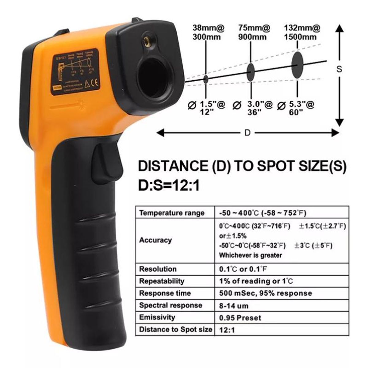 GENERICO - Termómetro Infrarojo Digital Pistola Objetos Y Organicos