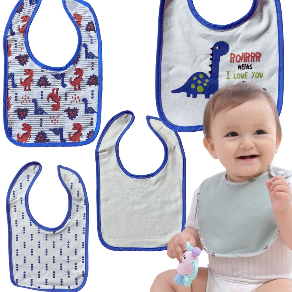 GENERICO - Pack 5 Baberos Algodon Tela Bebe Niño 0-24 meses