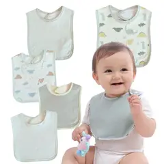 GENERICO - Pack 5 Baberos Algodon Tela Bebe Niño 0-24 meses