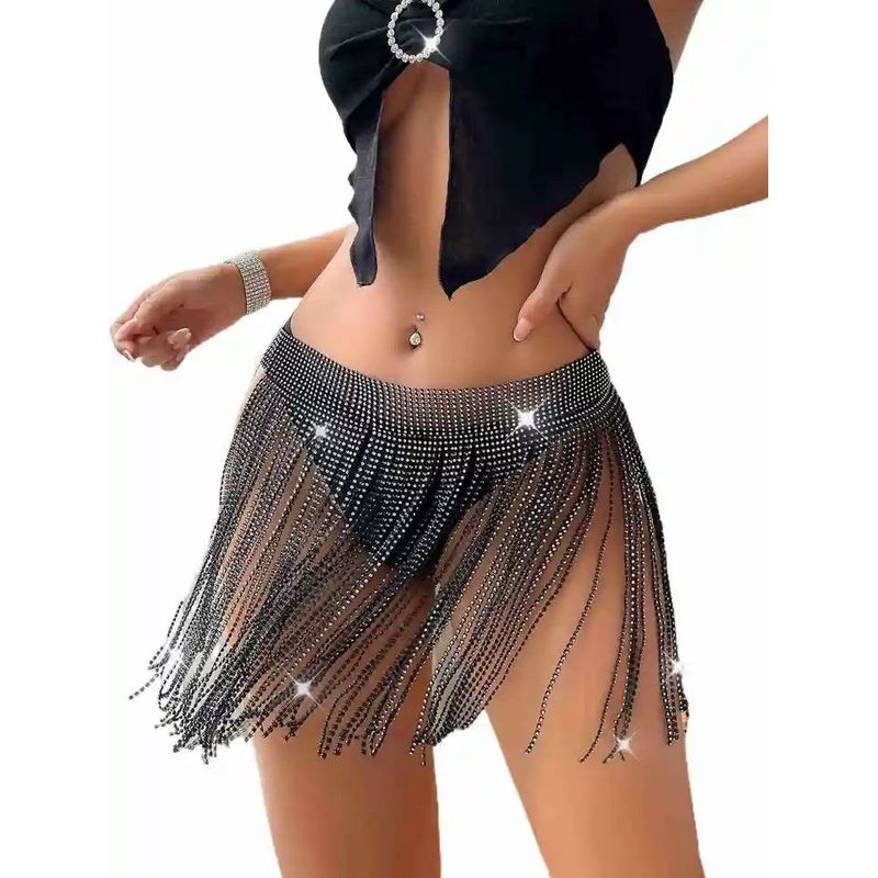 GENERAC - Falda Mujer Flecos Brillos Festival European Style Nightclub