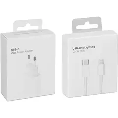 GENERICO - Cargador Adaptador 20w Carga Rápida + Cable Usb-C A Lightning 1 mt
