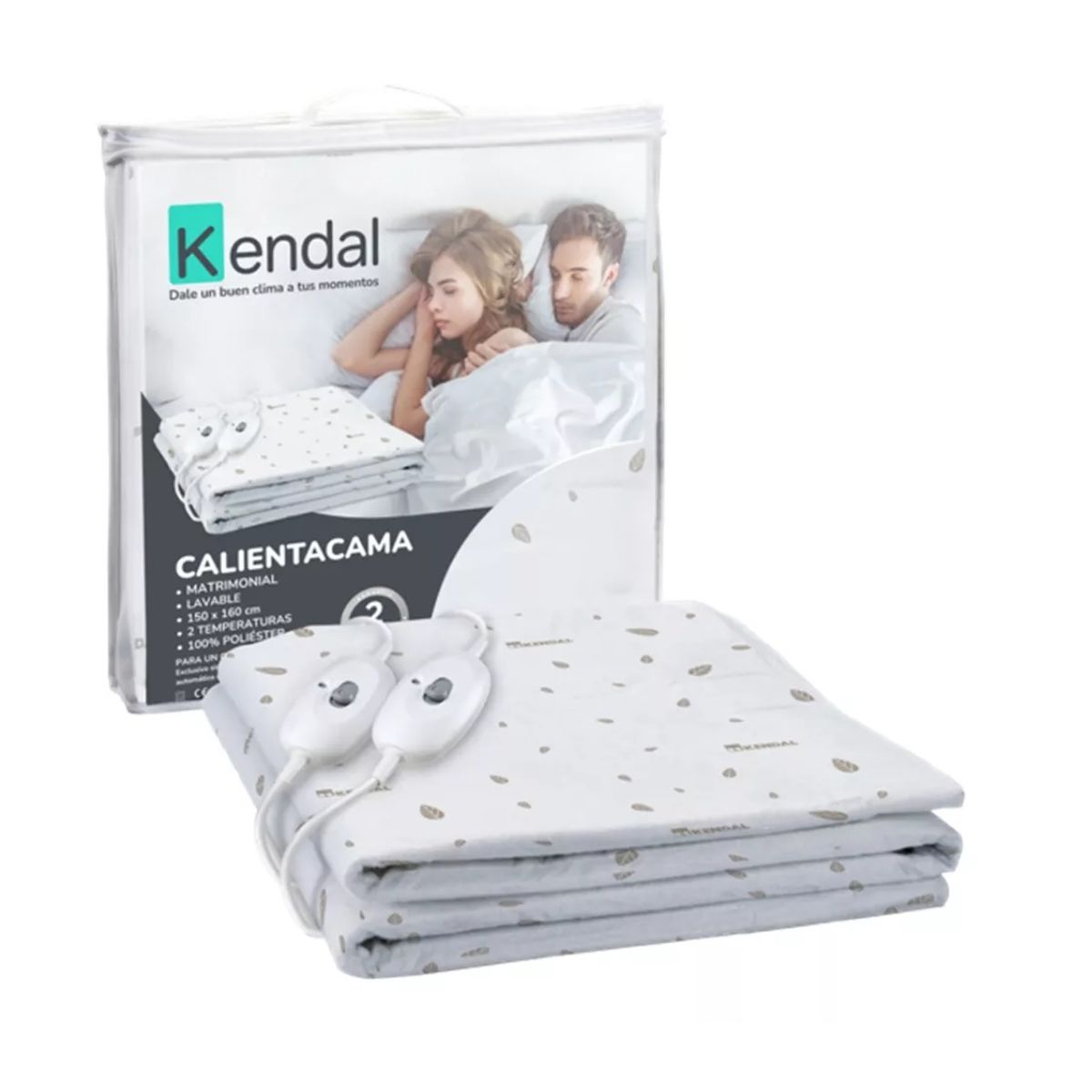IMETEC - Calientacama Matrimonial Kendal Blanco 2 Niveles 150x160cm