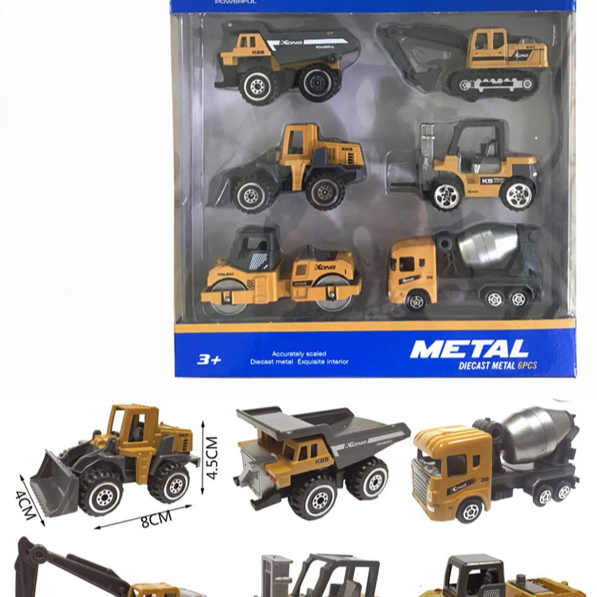 TIOZONEY - 6 pcs Vehículo de ingeniería de juguetes