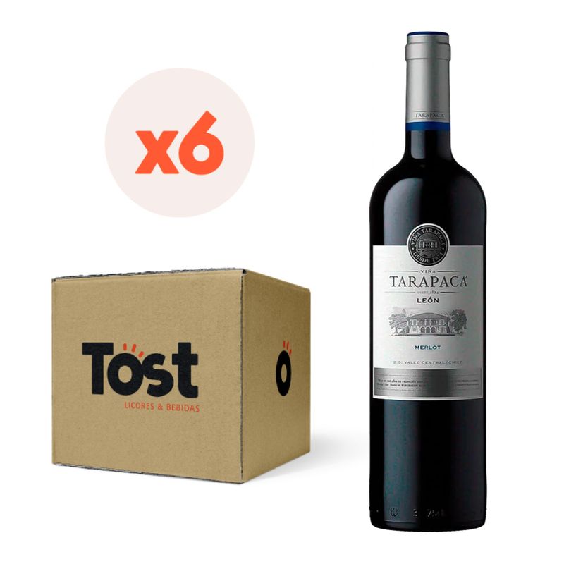 TARAPACA - 6x Vino Tarapacá León Merlot 750cc