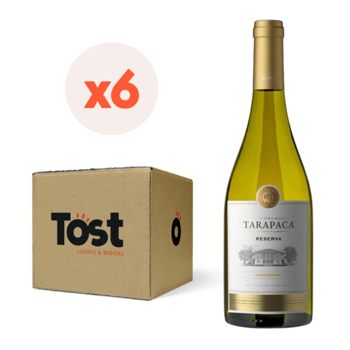 TARAPACA - 6x Vino Tarapacá Reserva Chardonnay 750cc