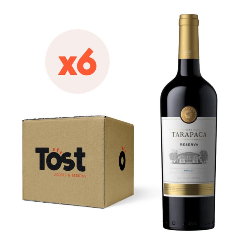 TARAPACA - 6x Vino Tarapacá Reserva Merlot 750cc