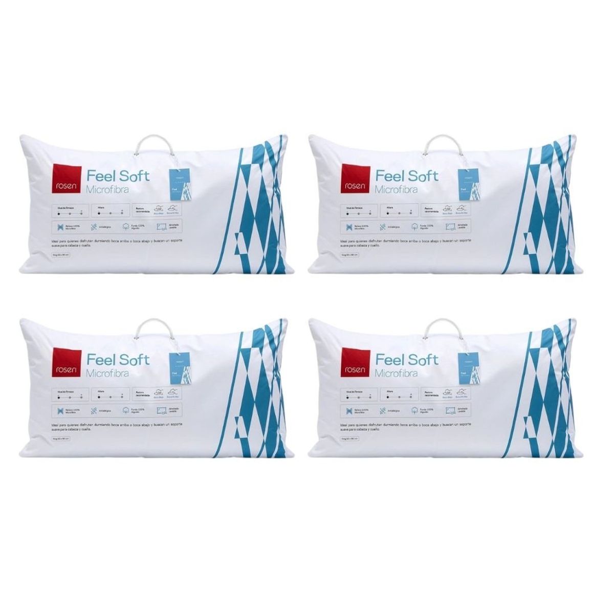ROSEN - Pack 4 Almohadas Soft Microfibra 50 x 90 - Rosen