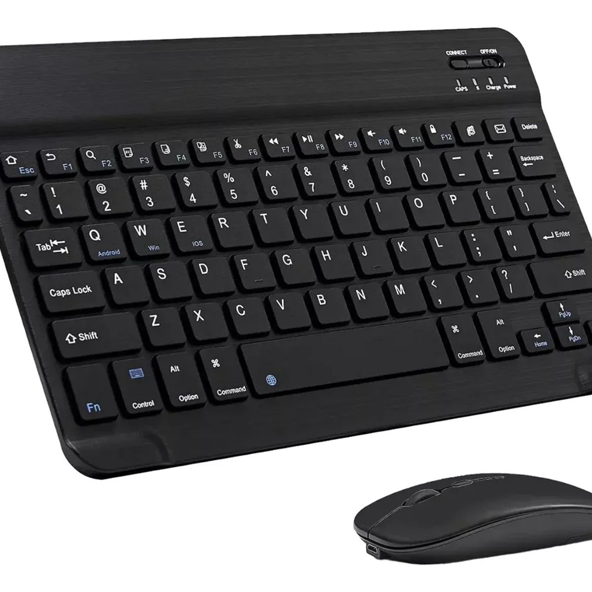 GENERICO - Kit Teclado-Mouse Inalámbrico con Soporte Tablet-Teléfono Negro