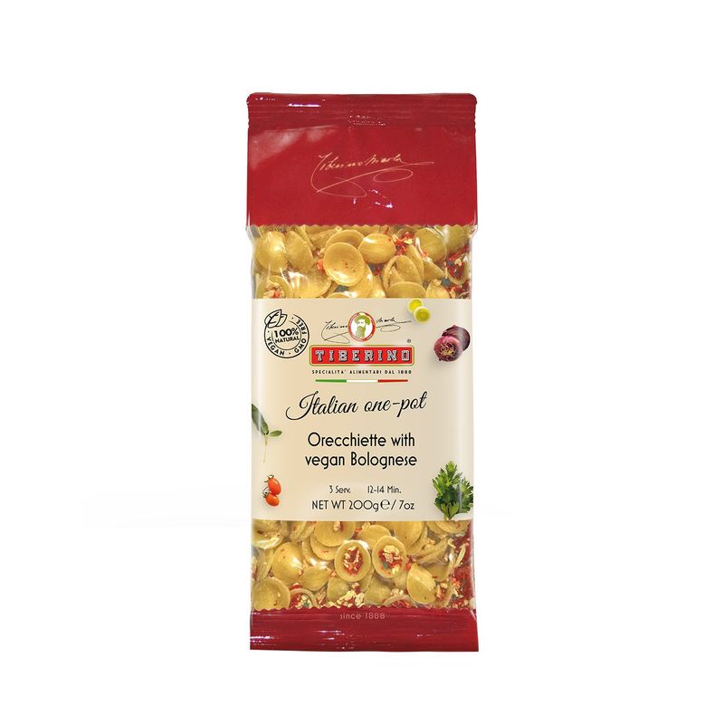 TIBERINO - Pasta Orecchiette con Boloñesa Vegana Tiberino - 200 gr
