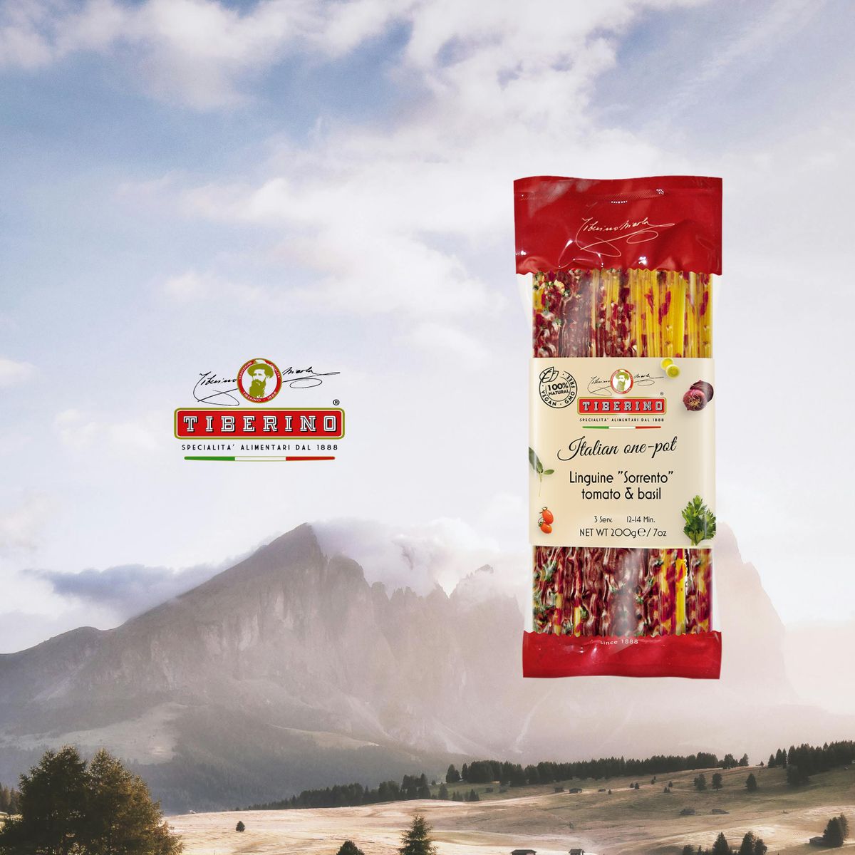 TIBERINO - Pasta Linguini Salsa de Tomate Albahaca Tiberino 1 x 200 gr