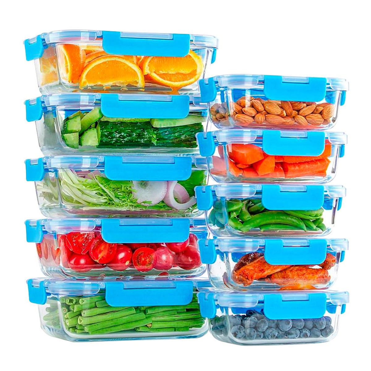 CROIX - Set de 10 Recipientes Herméticos CROiX de Vidrio con Tapa