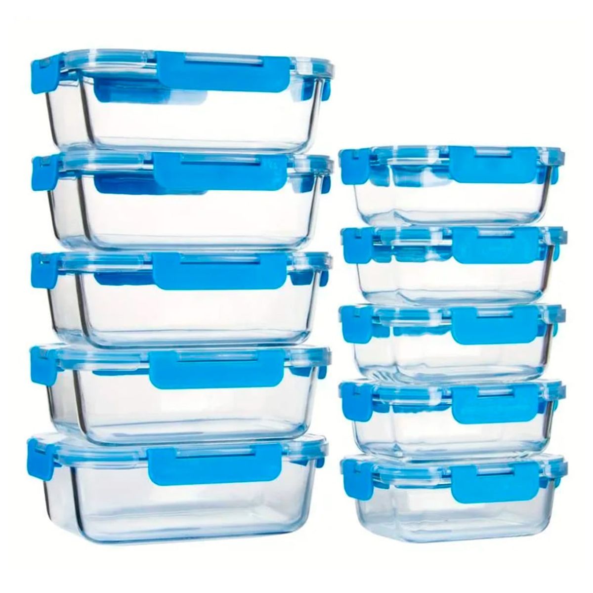 CROIX - Set de 10 Recipientes Herméticos CROiX de Vidrio con Tapa