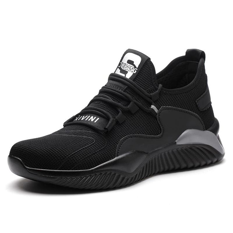 TIOZONEY - Zapatos De Seguridad Transpirables A Prueba De Golpes - Negro y Gris