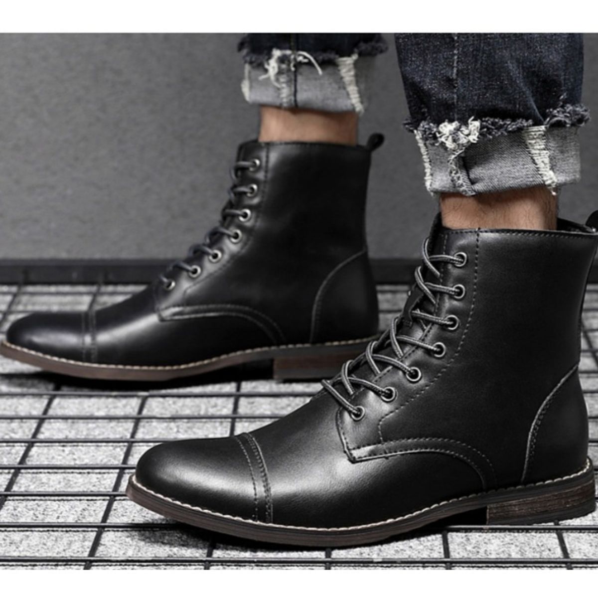 TIOZONEY - Botas Moda Puntera Vintage de PU