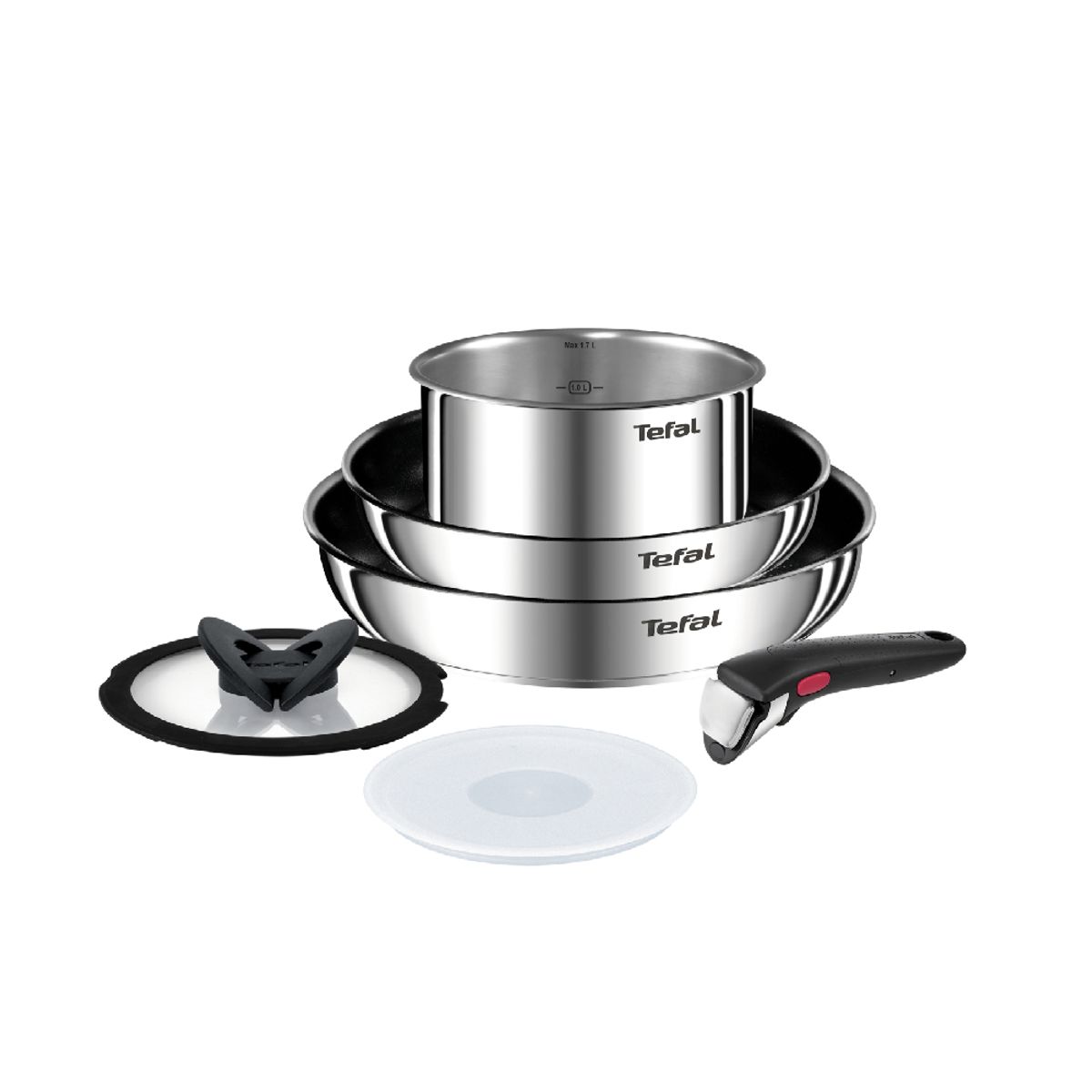 TEFAL - Bateria de cocina Acero inoxidable Ingenio 6 PCS con mango