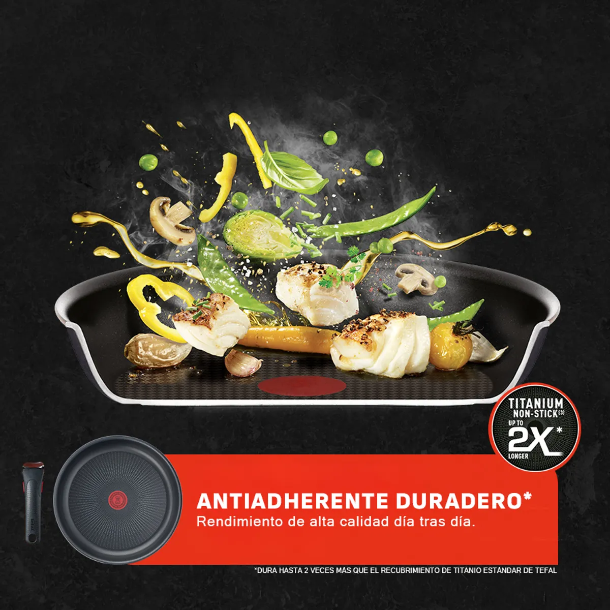 TEFAL - Bateria de cocina Acero inoxidable Ingenio 6 PCS con mango