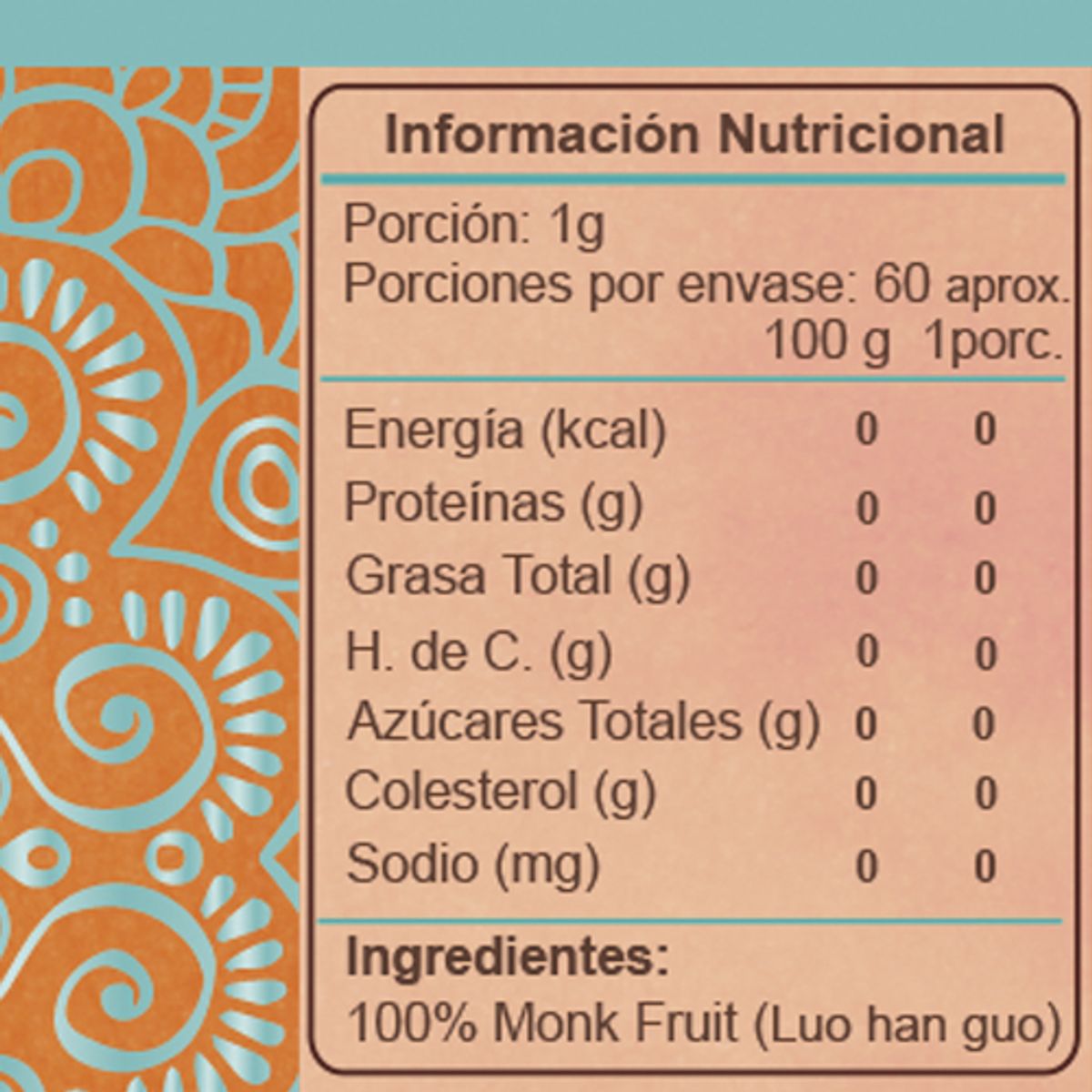 BIOV - Monk Fruit Endulzante 60gr Sin Gluten Vegano Bio V