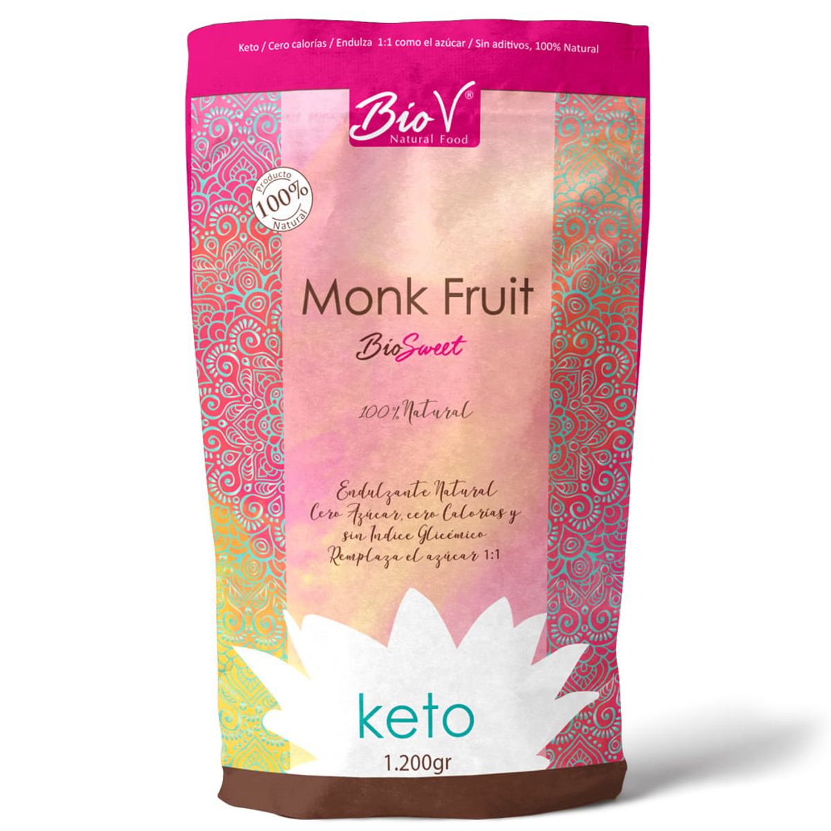 BIOV - Monk Fruit Blend 1200gr Endulzante Sin Gluten Bio V