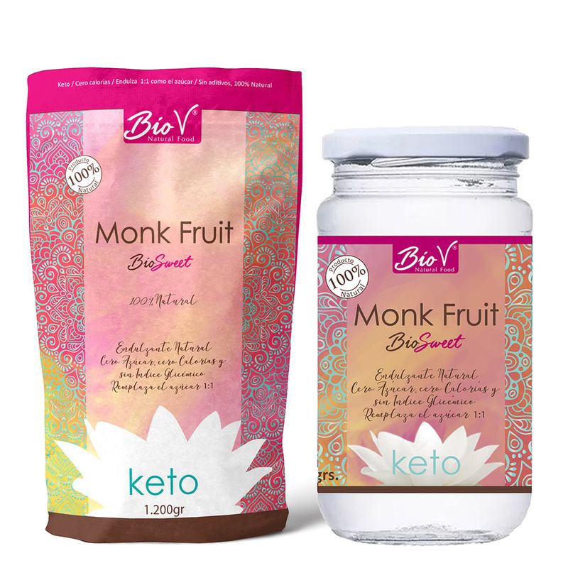 BIOV - Pack Monk Fruit Blend 1200gr 600gr Sin Gluten Bio V