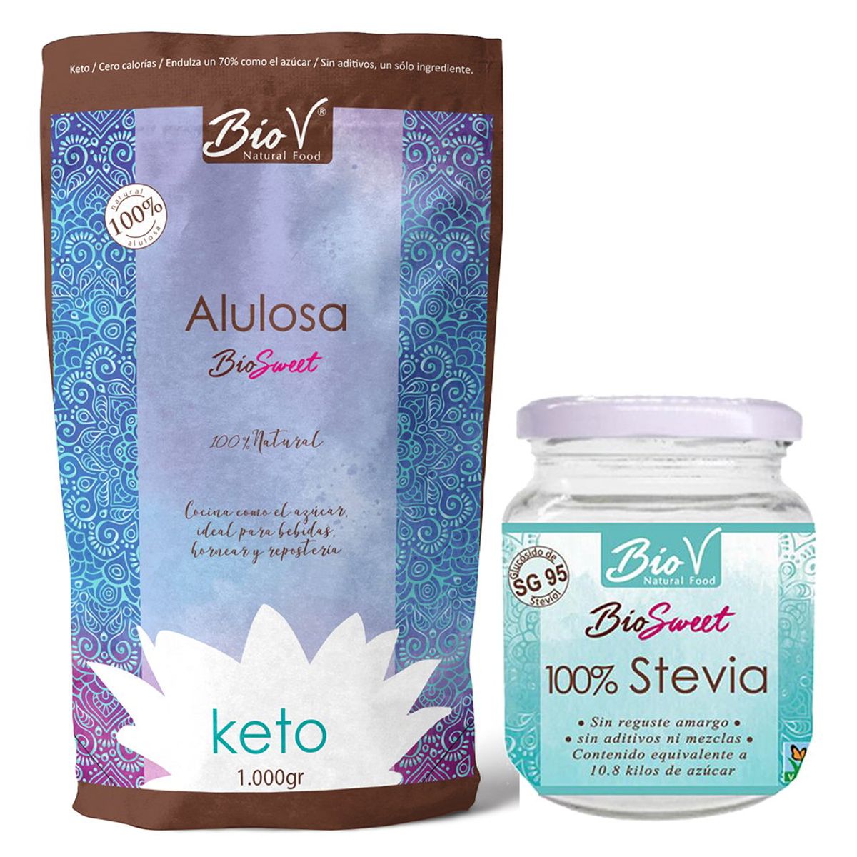 BIOV - Alulosa 1000gr Stevia Pura Sg95 40gr Sin Gluten Bio V
