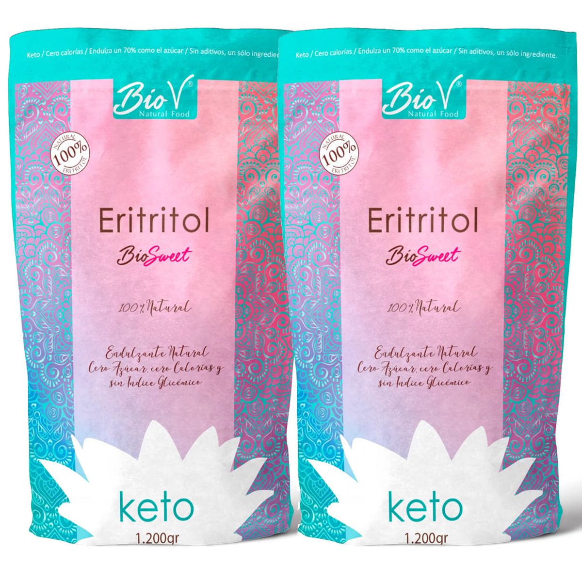 BIOV - Pack x2 Erititrol 1200gr Sin Gluten Vegano Bio V