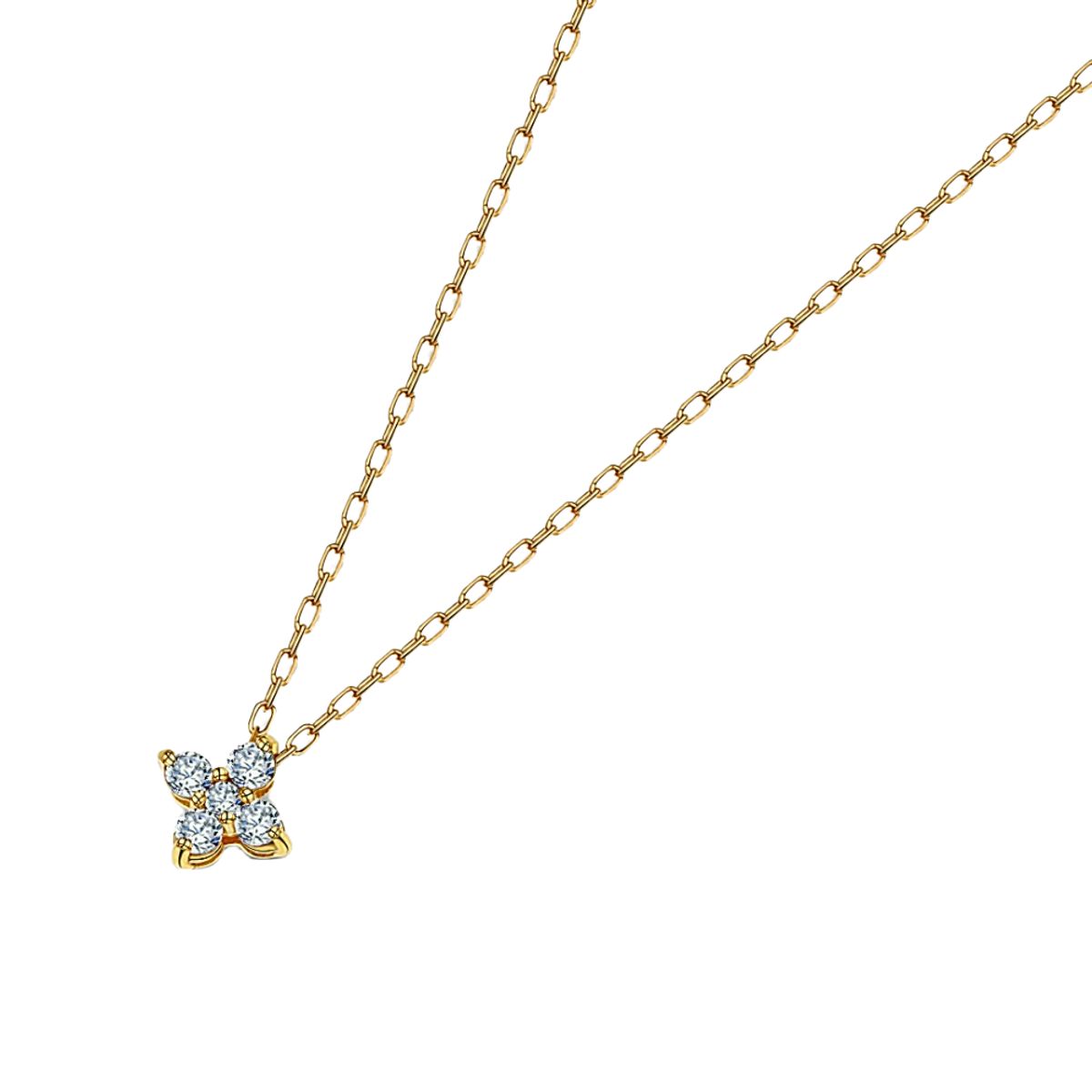 LUXURYJOYAS - Collar 4 PetalosDiamante Baño de Oro 18kt