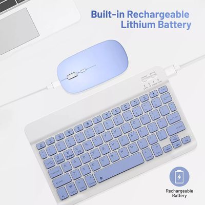 Imagen 2 del producto Kit Teclado-Mouse Inalámbrico con Soporte Tablet-Teléfono Lila