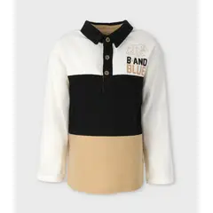 BLACK AND BLUE - Polera niño con cuello blanco