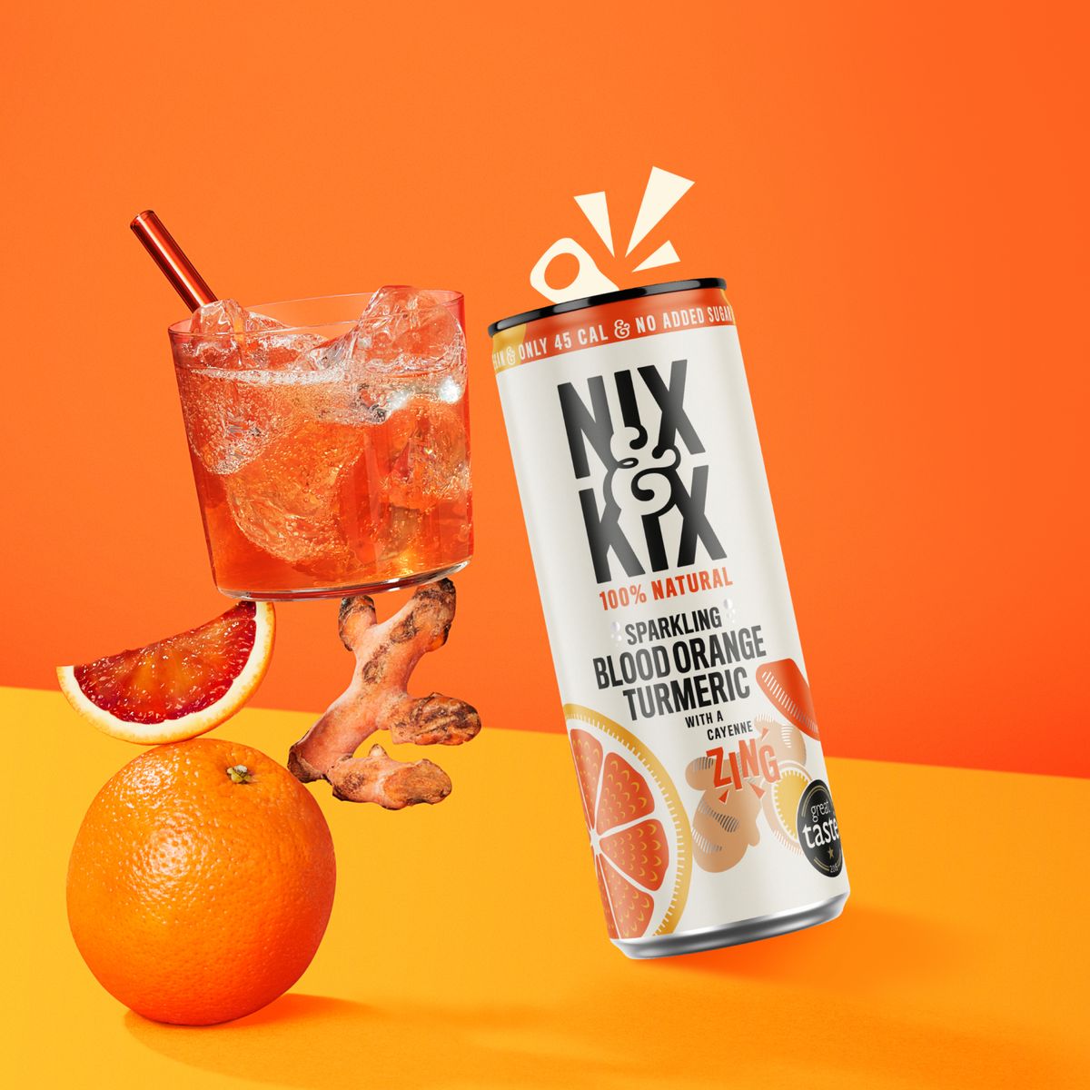 NIX & KIX - Agua Naranja Sanguina Cúrcuma Nix&Kix 1 x 250 ml
