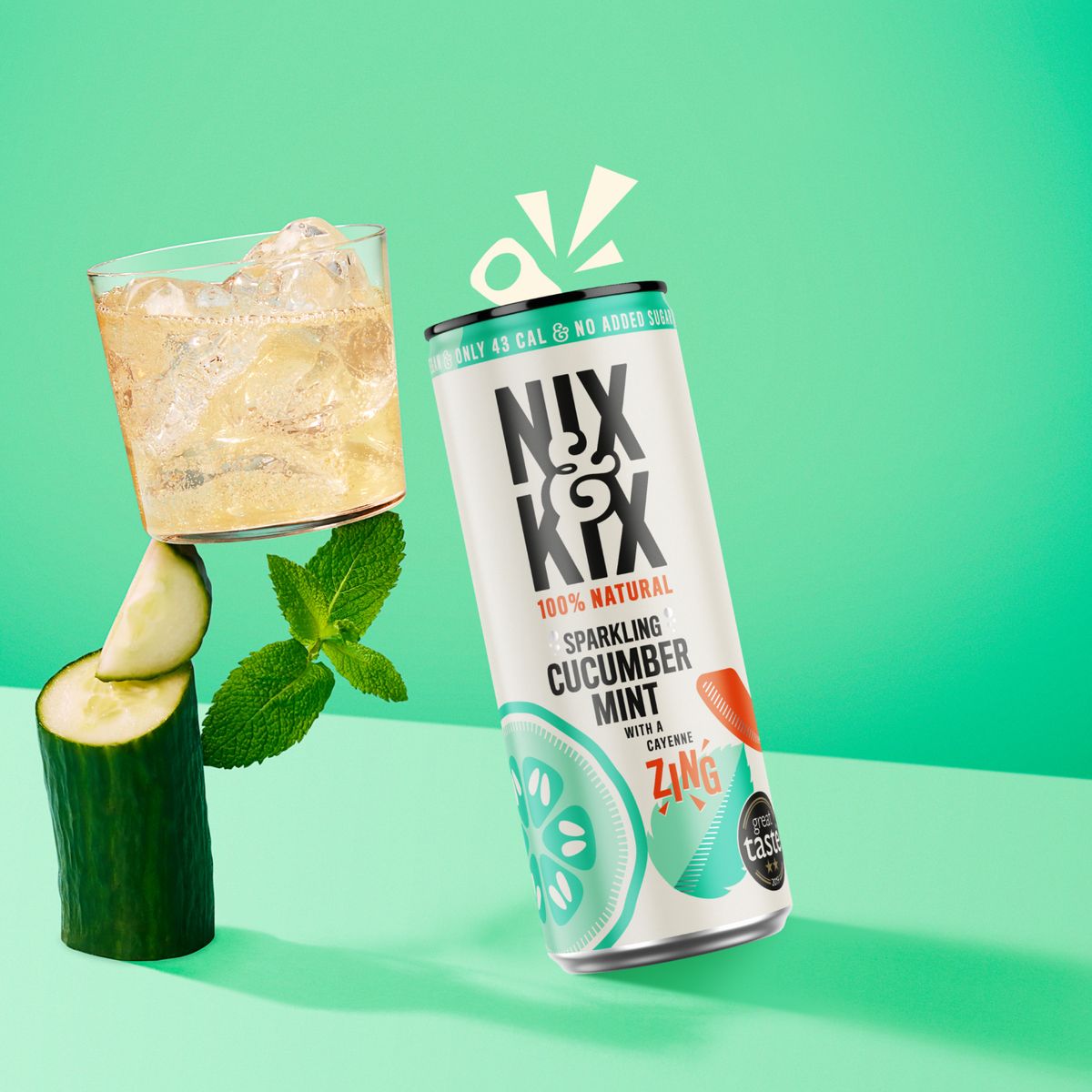 NIX & KIX - Agua Saborizada Pepino y Menta Nix & Kix - 250 ml