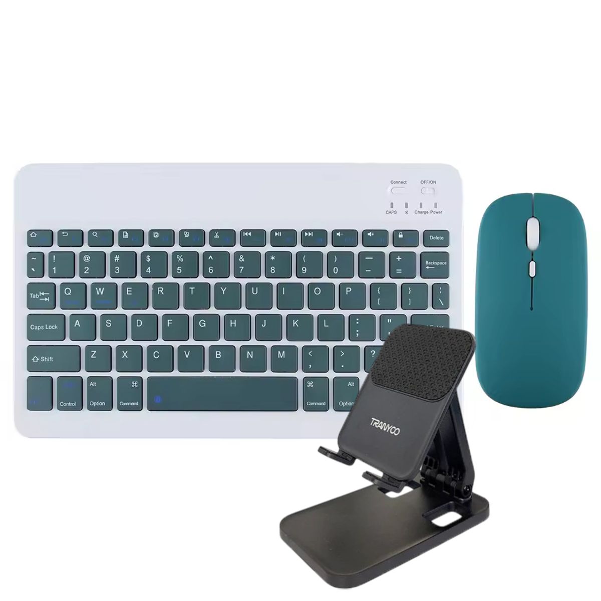 GENERICO - Kit Teclado-Mouse Inalámbrico con Soporte Tablet-Teléfono Verde