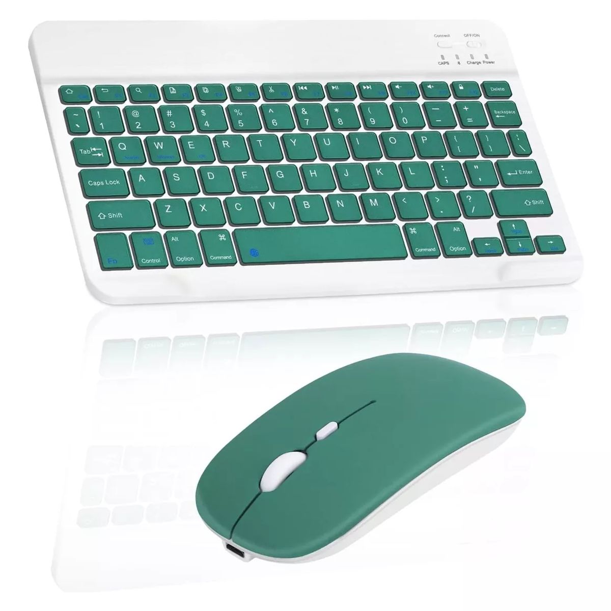 GENERICO - Kit Teclado-Mouse Inalámbrico con Soporte Tablet-Teléfono Verde