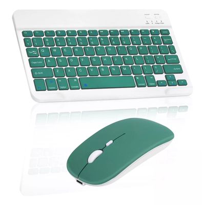 Imagen 2 del producto Kit Teclado-Mouse Inalámbrico con Soporte Tablet-Teléfono Verde