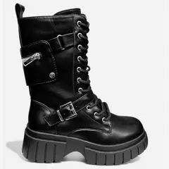 HERIEL - Botín Rock Negro para Mujer
