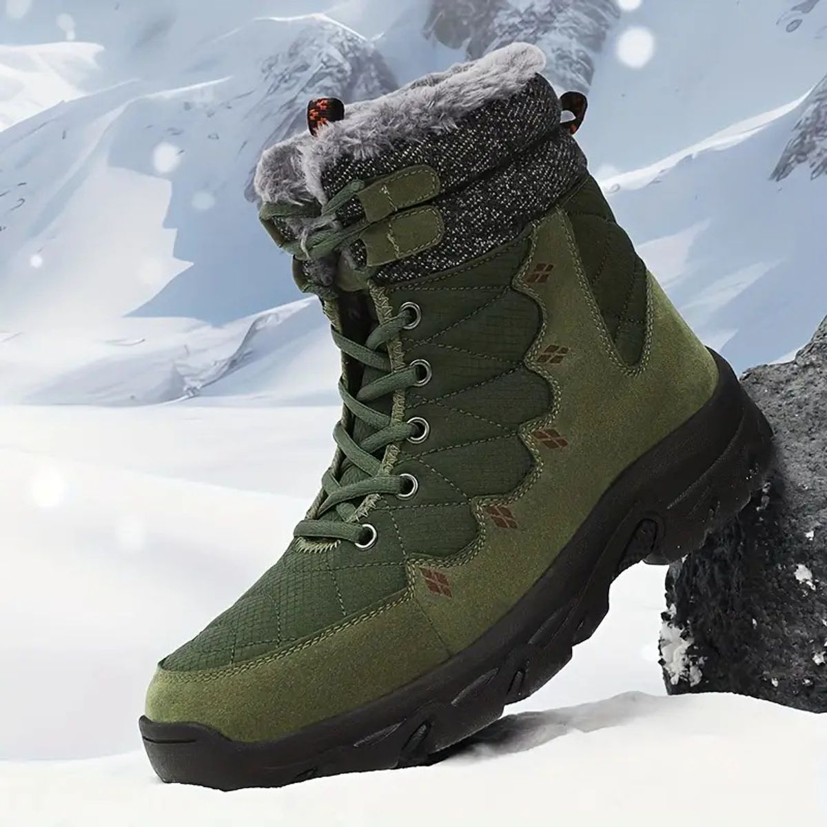 TIOZONEY - Botas de nieve con suela gruesa para hombre