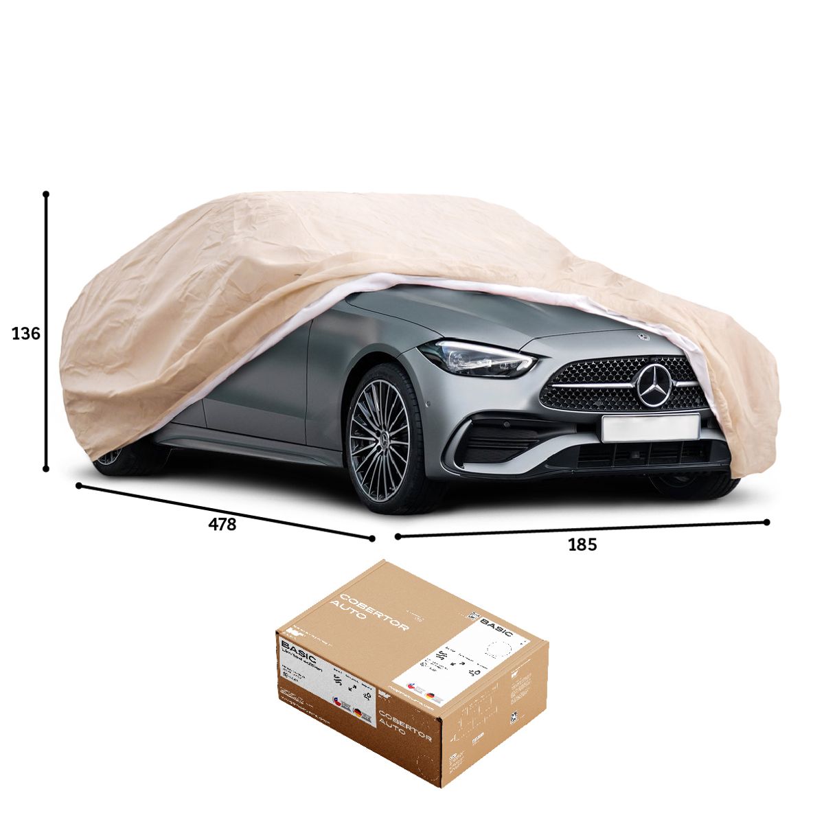 CWAGEN - Funda para Auto Beige Sedan M - Wagen Covers Basic