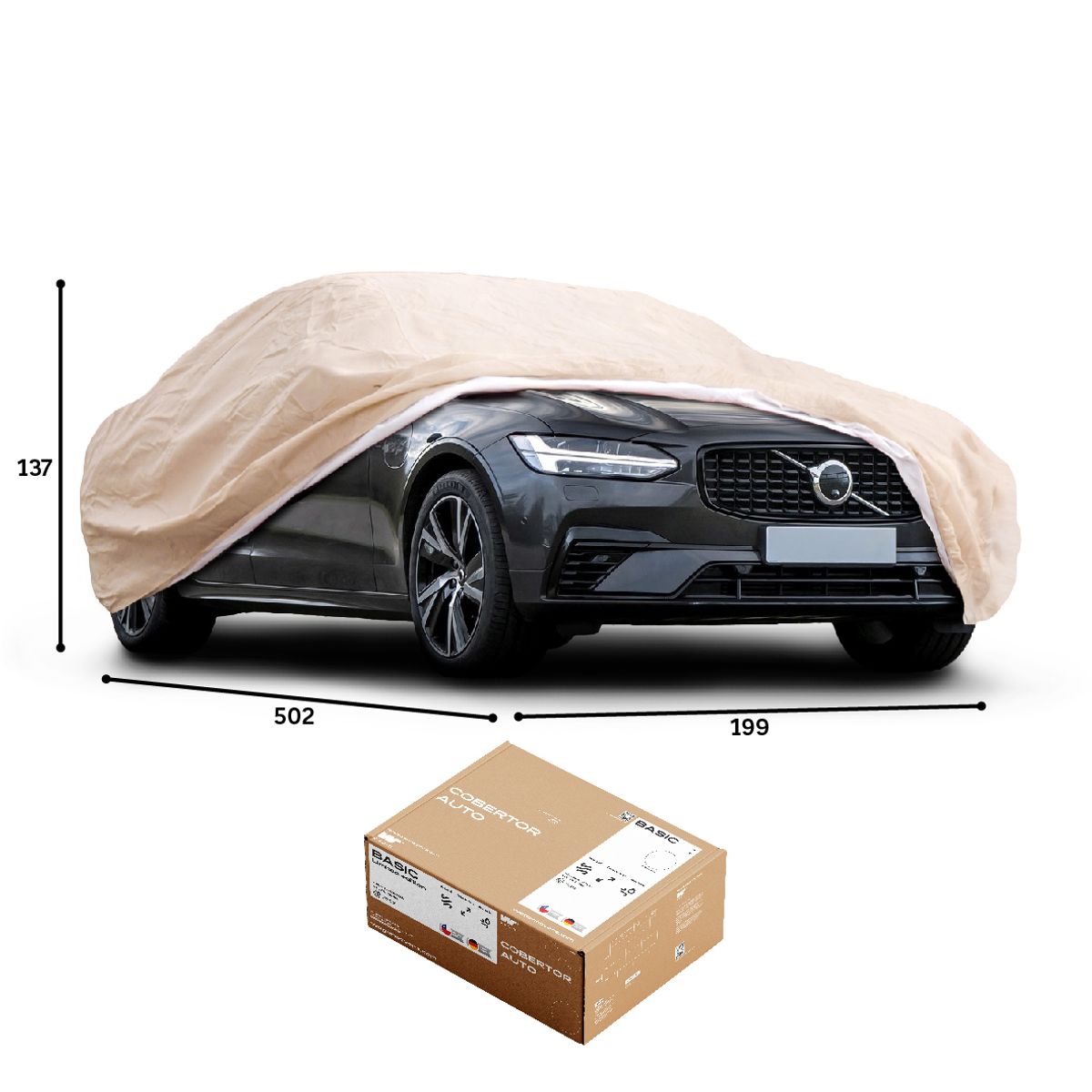 CWAGEN - Funda para Auto Beige Sedan L - Wagen Covers Basic