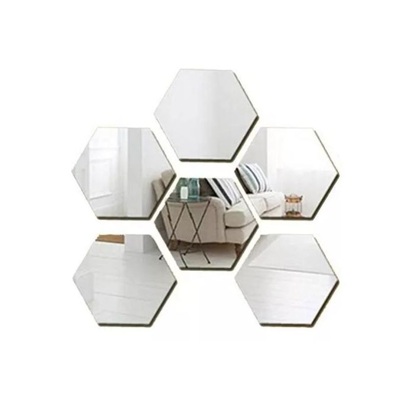 GENERICO - Set Espejos Decorativos Vinilo-Acrílico Adhesivos Hexagonales
