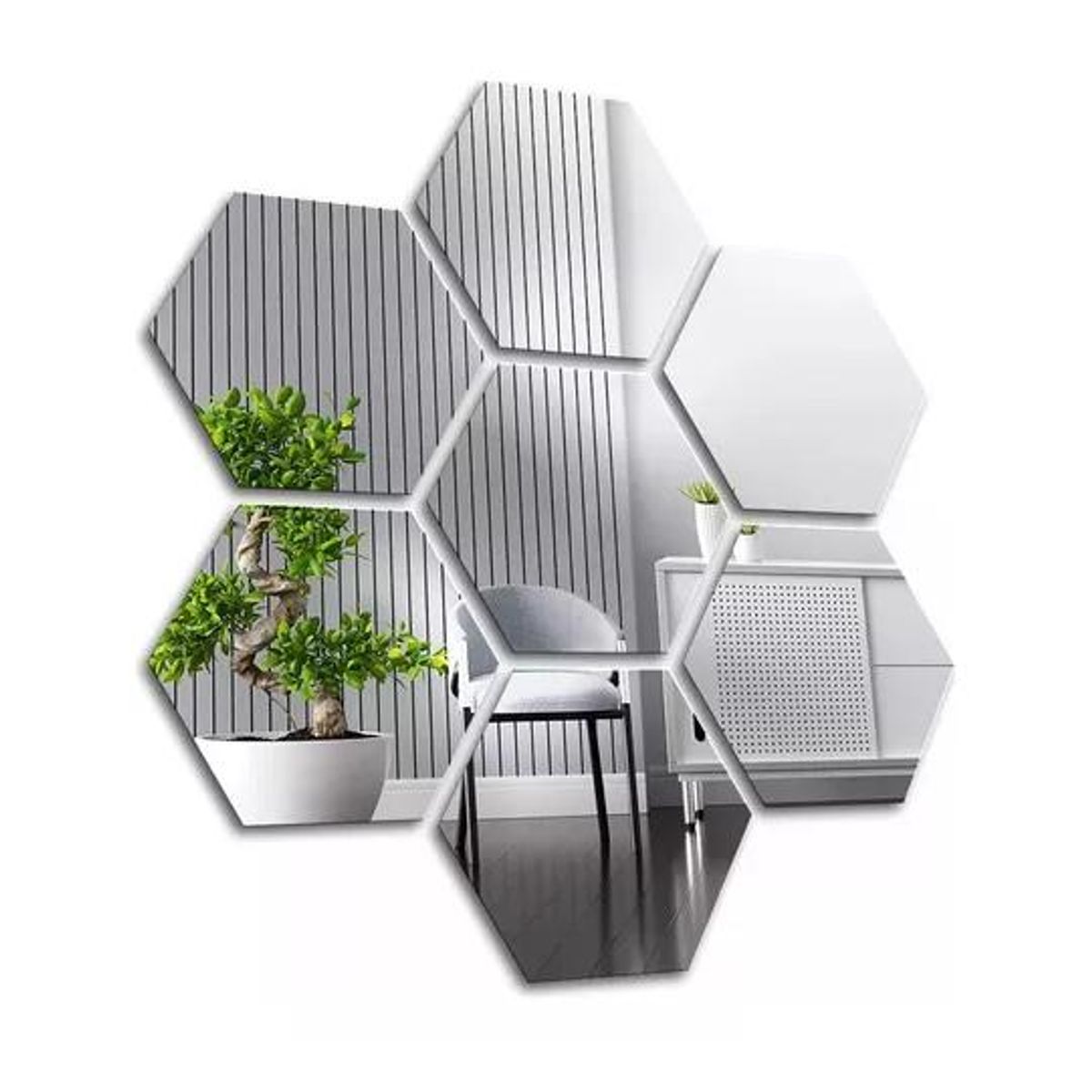 GENERICO - Set Pegatinas Espejos Decorativos Vinilo Pared Acrílico Hexagonal 15u