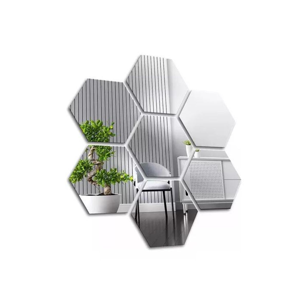GENERICO - Set Pegatinas Espejos Decorativos Vinilo Pared Acrílico Hexagonal 15u
