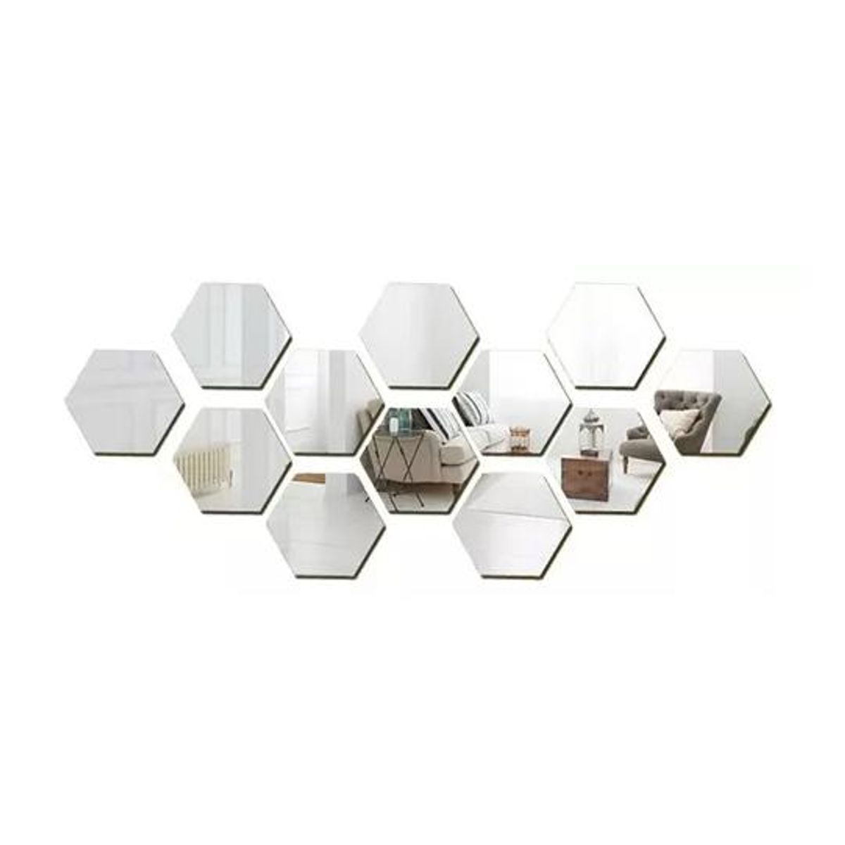 GENERICO - Set Pegatinas Espejos Decorativos Vinilo Pared Acrílico Hexagonal 15u
