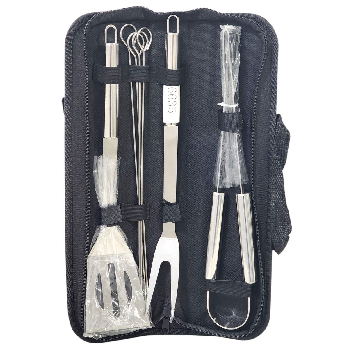 GENERICO - Set Parrillero Portátil 7 piezas con Estuche de Lona 16635