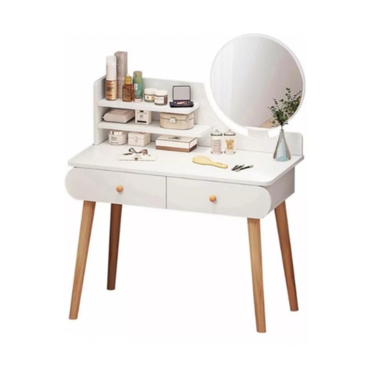GENERICO - Peinadora Tocador Con Espejo Organizador Cosmético Nordico