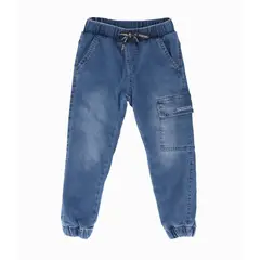 BLACK AND BLUE - Jeans niño cargo denim celeste