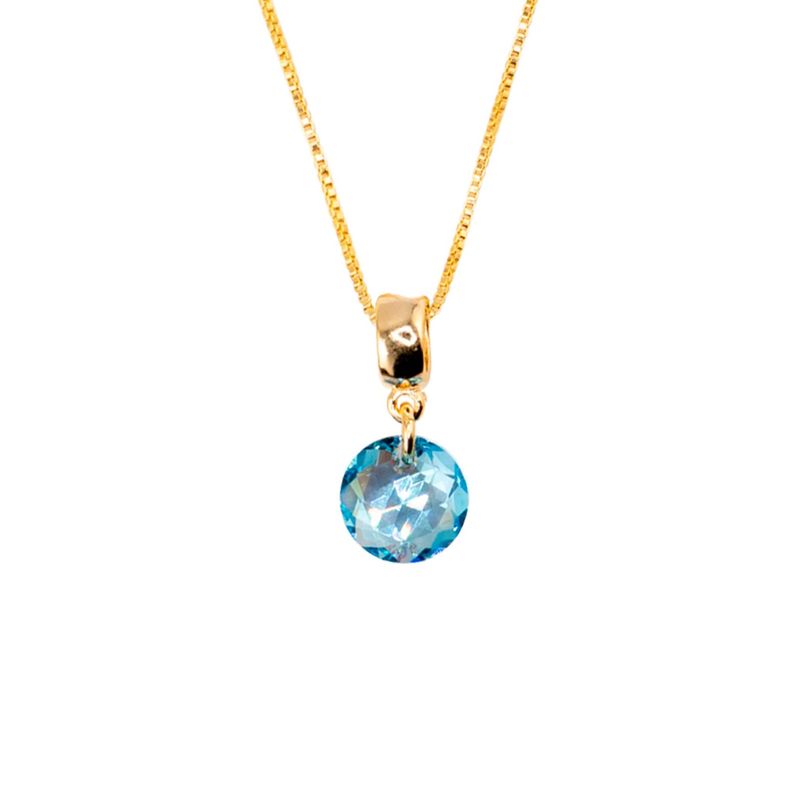 JOYAS MONTERO - Collar Bali Gold Cristal Genuino Aquamarine