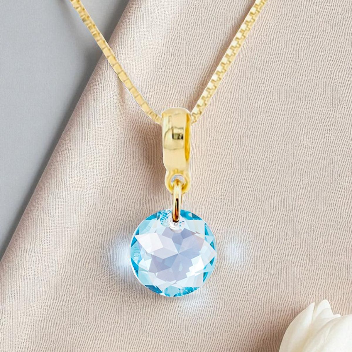 JOYAS MONTERO - Collar Bali Gold 24K creado con cristales de Swarovski® Aquamarine