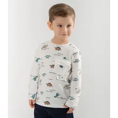 BLACK AND BLUE - Polera bebés con dinosaurios blanco