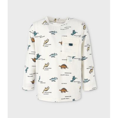 Imagen 2 del producto Polera bebés con dinosaurios blanco